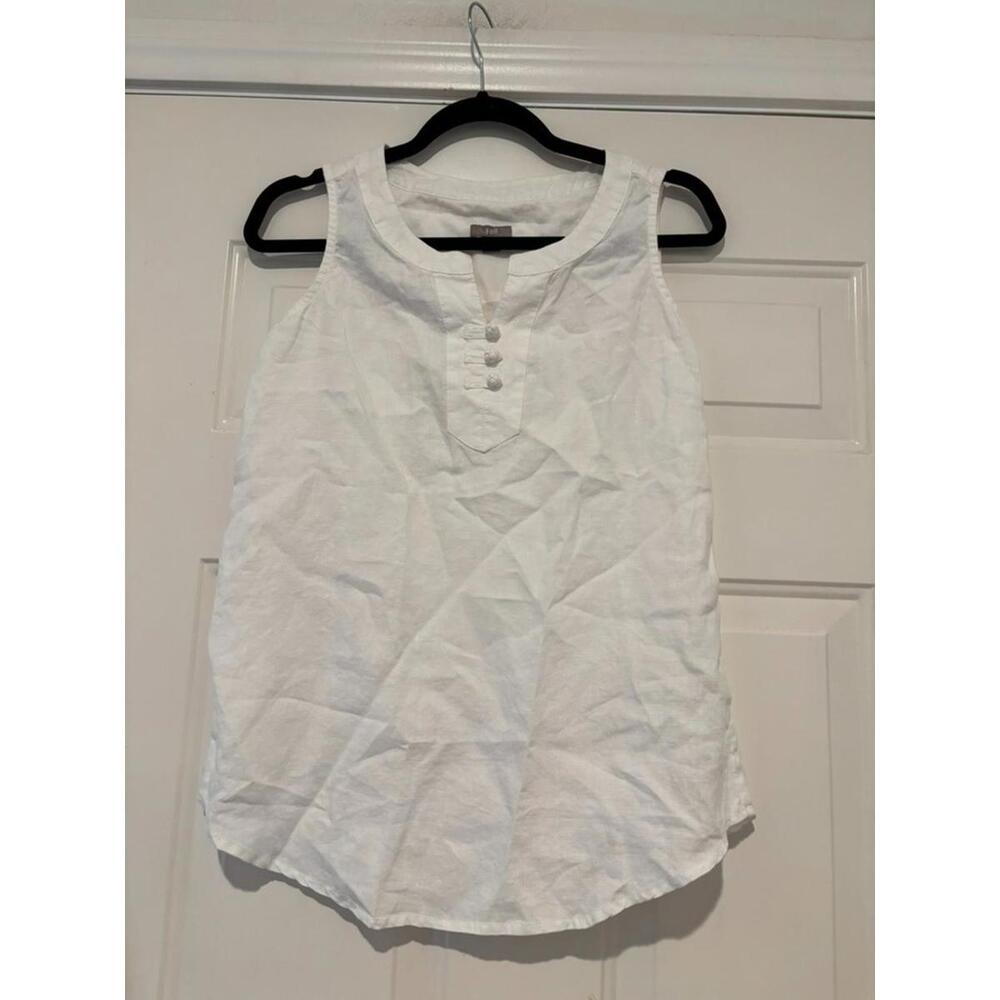 Women's J Jill linen sleeveless shirt sz XS‎ white #772